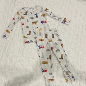 Angel Dear Texas-Themed Kids Pajama Set - White and Red